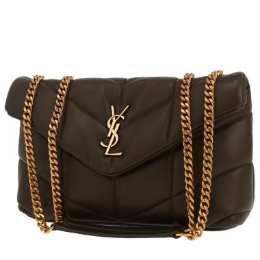 Bolso bandolera Saint Laurent  Loulou Puffer en cuero acolchado verde
