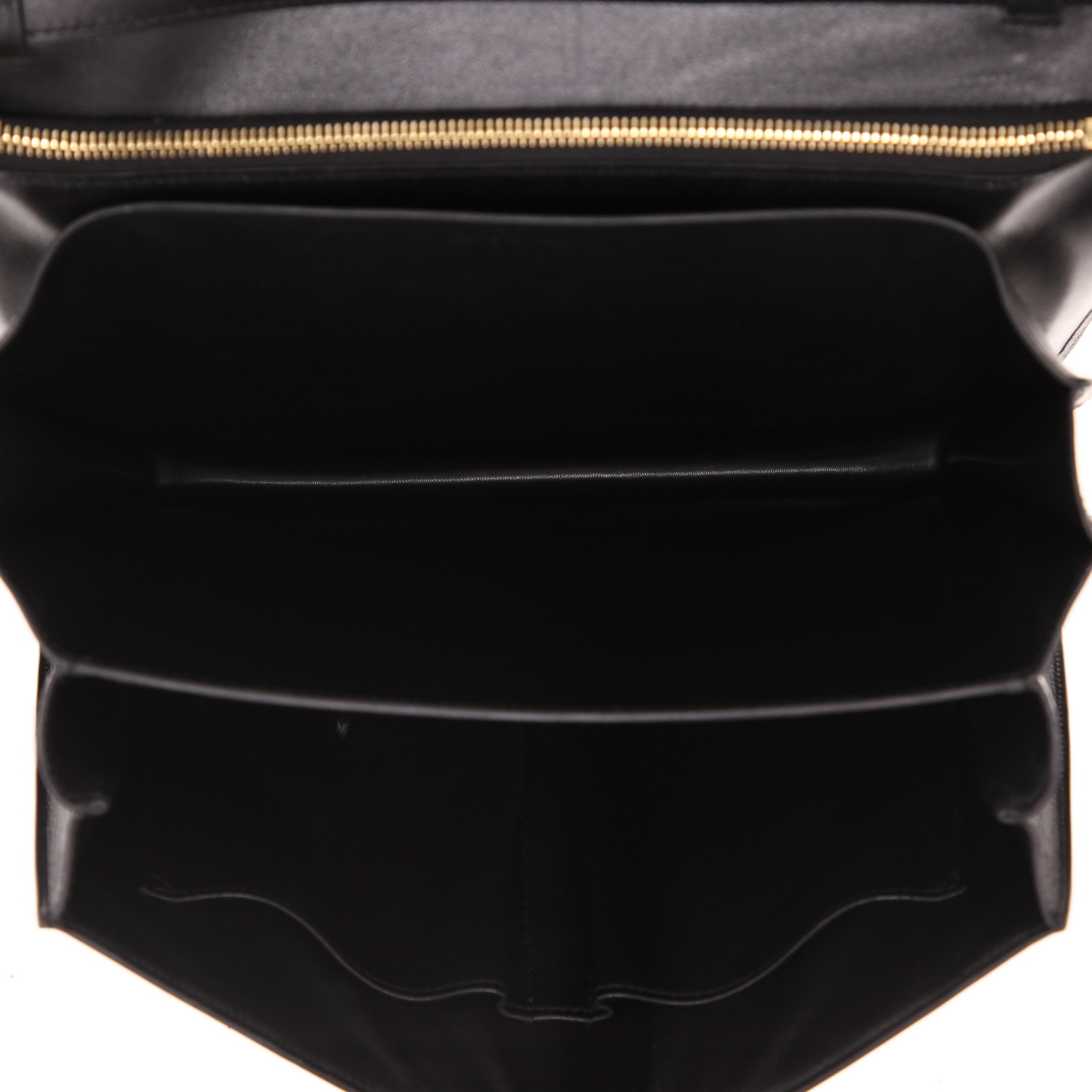 Celine  Classic Box large model  shoulder bag  in black box leather - Detail D3