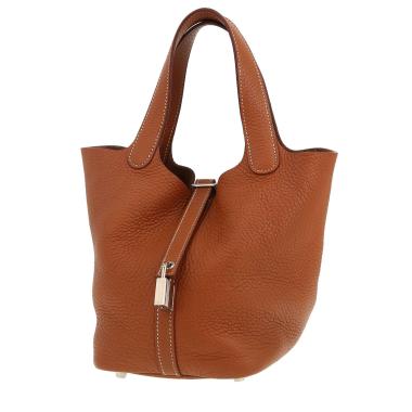 Sac à main Hermès  Picotin 18 cm en cuir togo gold