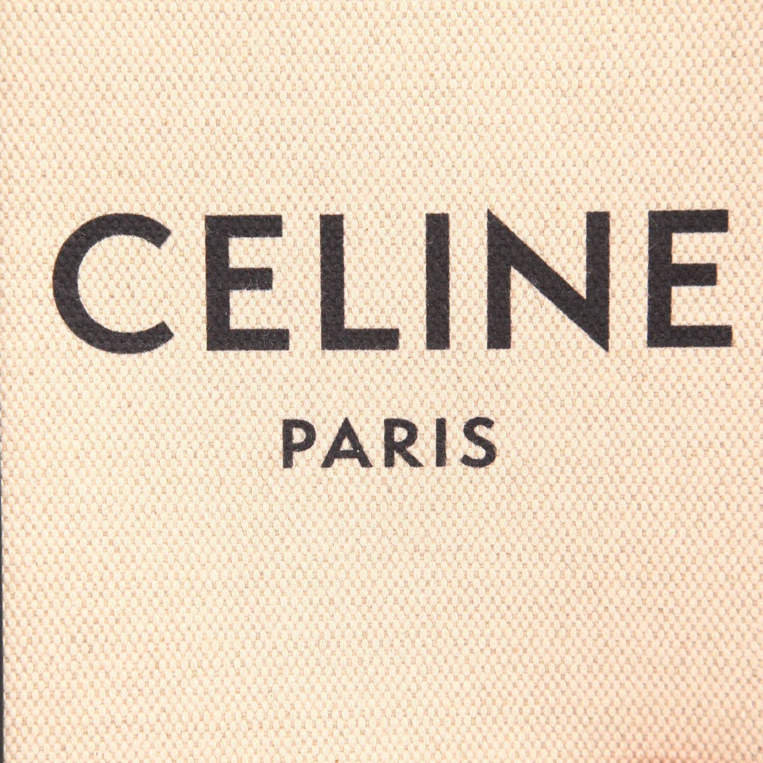 Sac bandoulière Celine  Vertical en toile beige et cuir noir - Detail D2