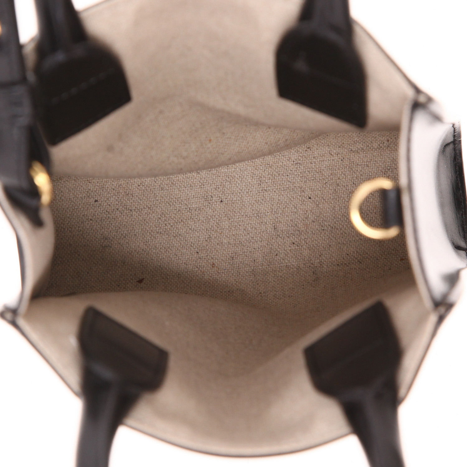 Bolso bandolera Celine  Vertical en lona beige y cuero negro - Detail D3