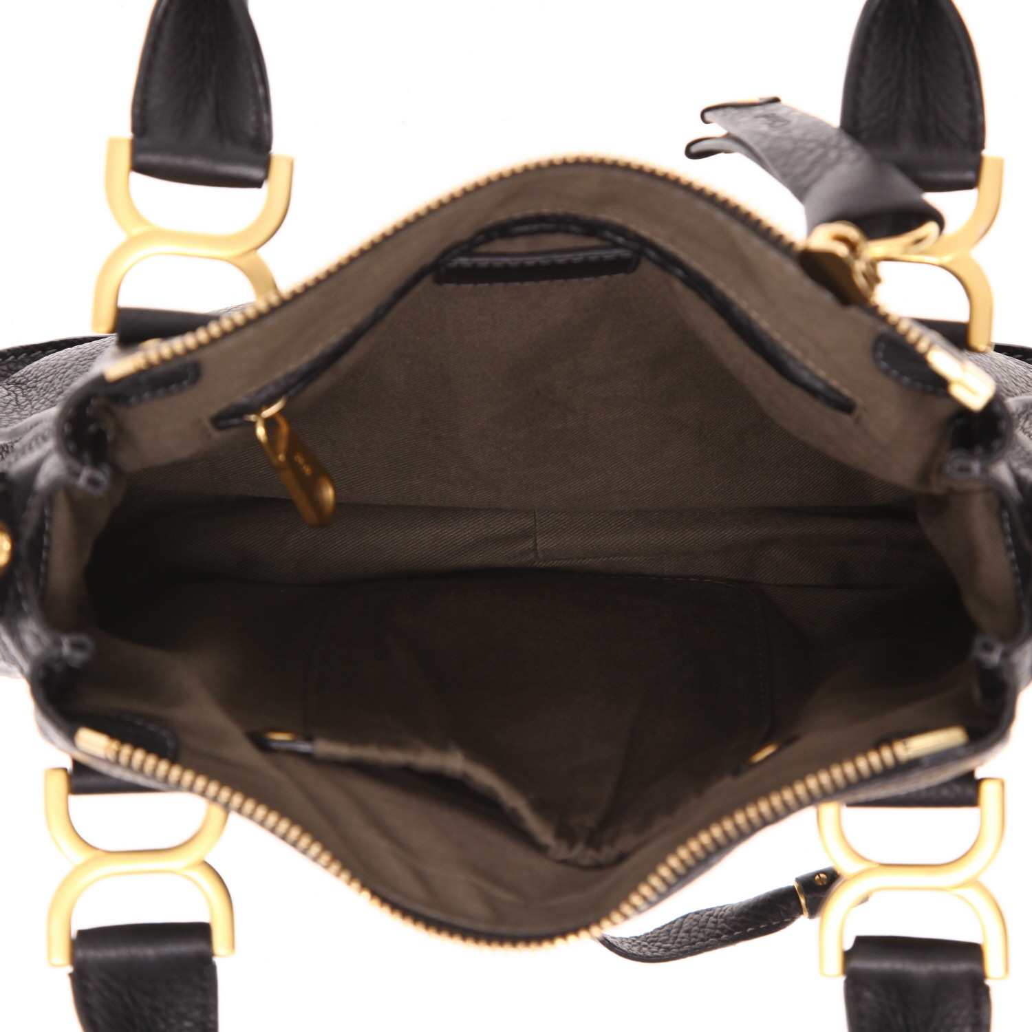 Chloé  Marcie shoulder bag  in black grained leather - Detail D3