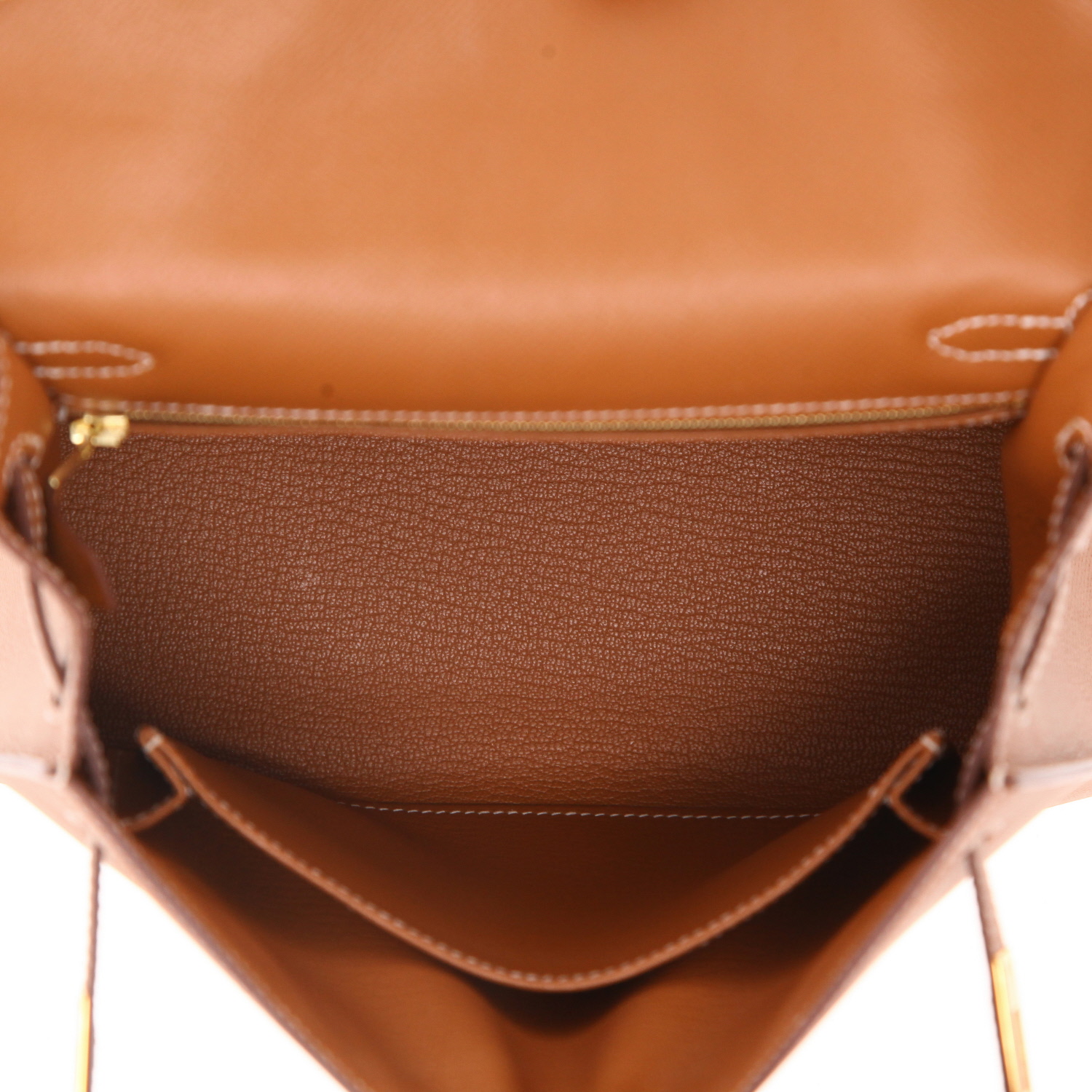 Hermès  Kelly 25 cm handbag  in gold epsom leather - Detail D3