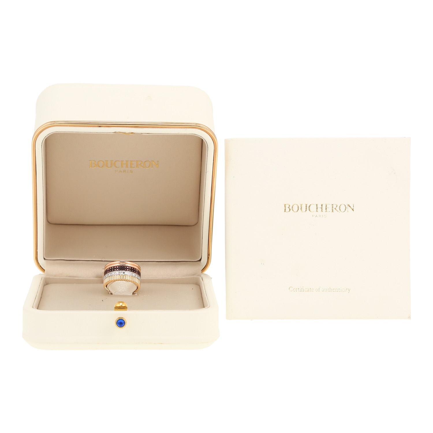 Anello Boucheron Quatre Classique modello grande in 3 ori, diamanti e PVD - Detail D2