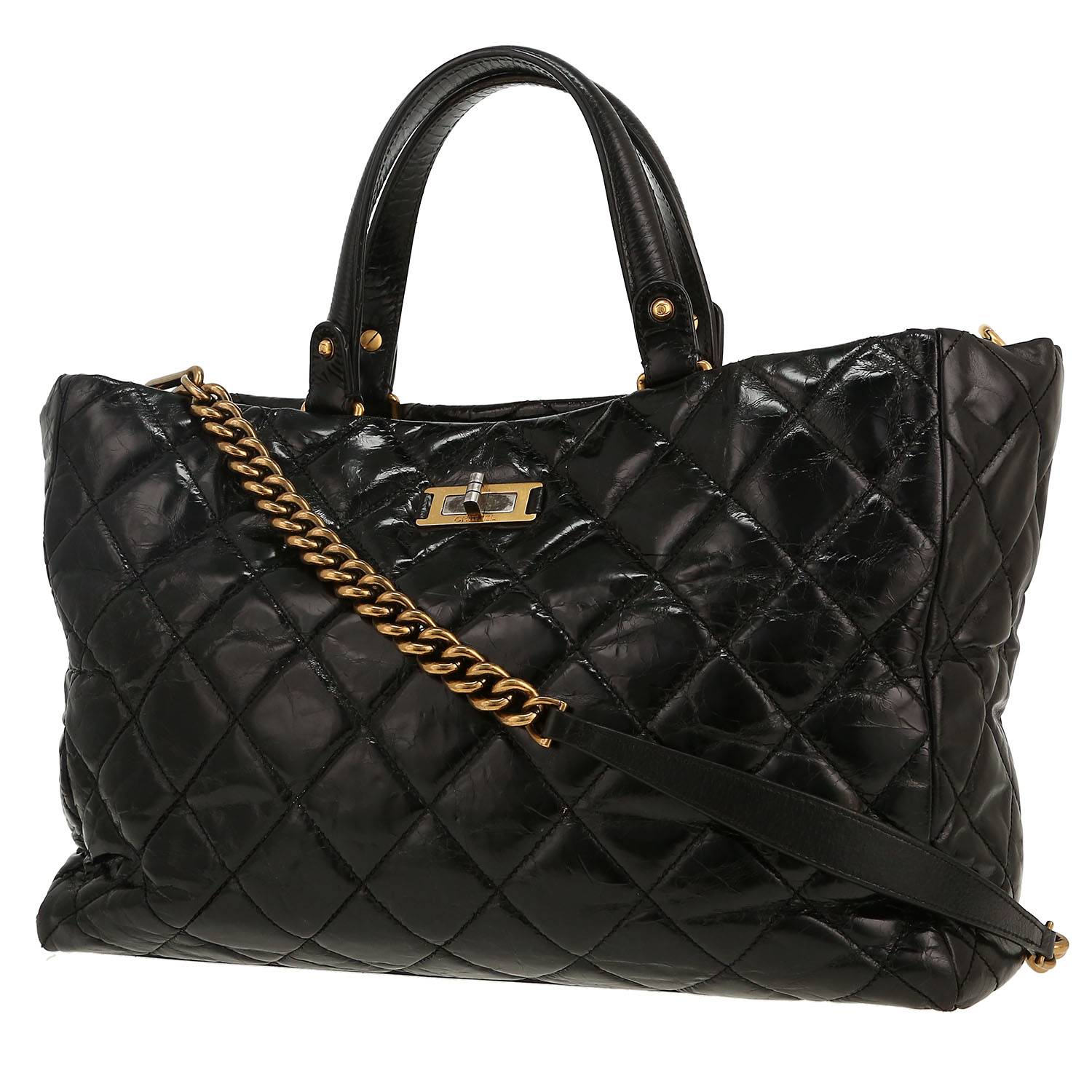 Bolso Cabás Chanel   en cuero acolchado negro