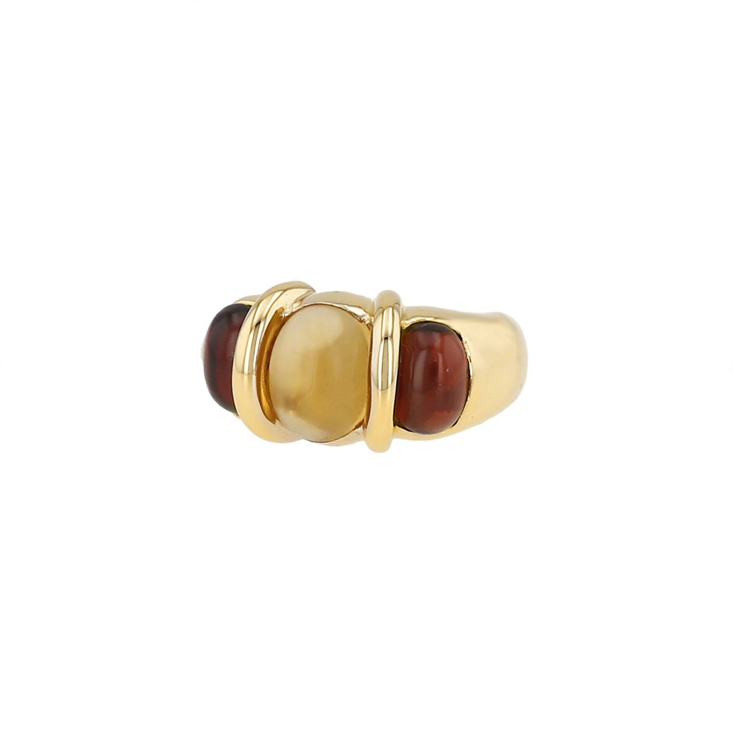 Bague Vintage  en or jaune, grenats et citrine - 00pp