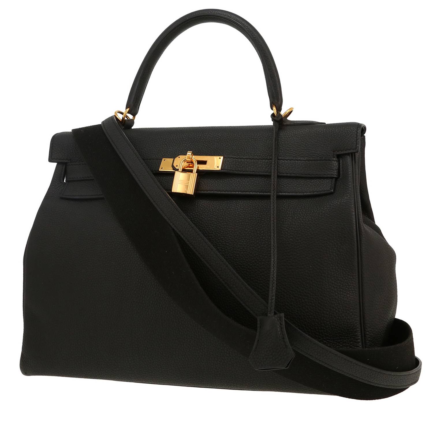 Bolso de mano Hermès  Kelly 35 cm en cuero togo negro