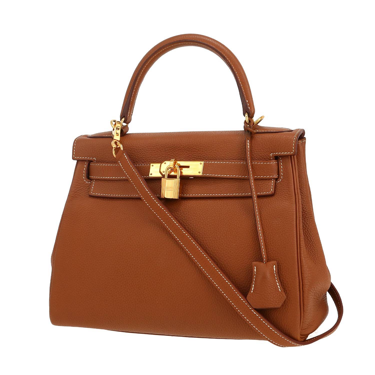 Borsa Hermès  Kelly 28 cm in pelle togo gold