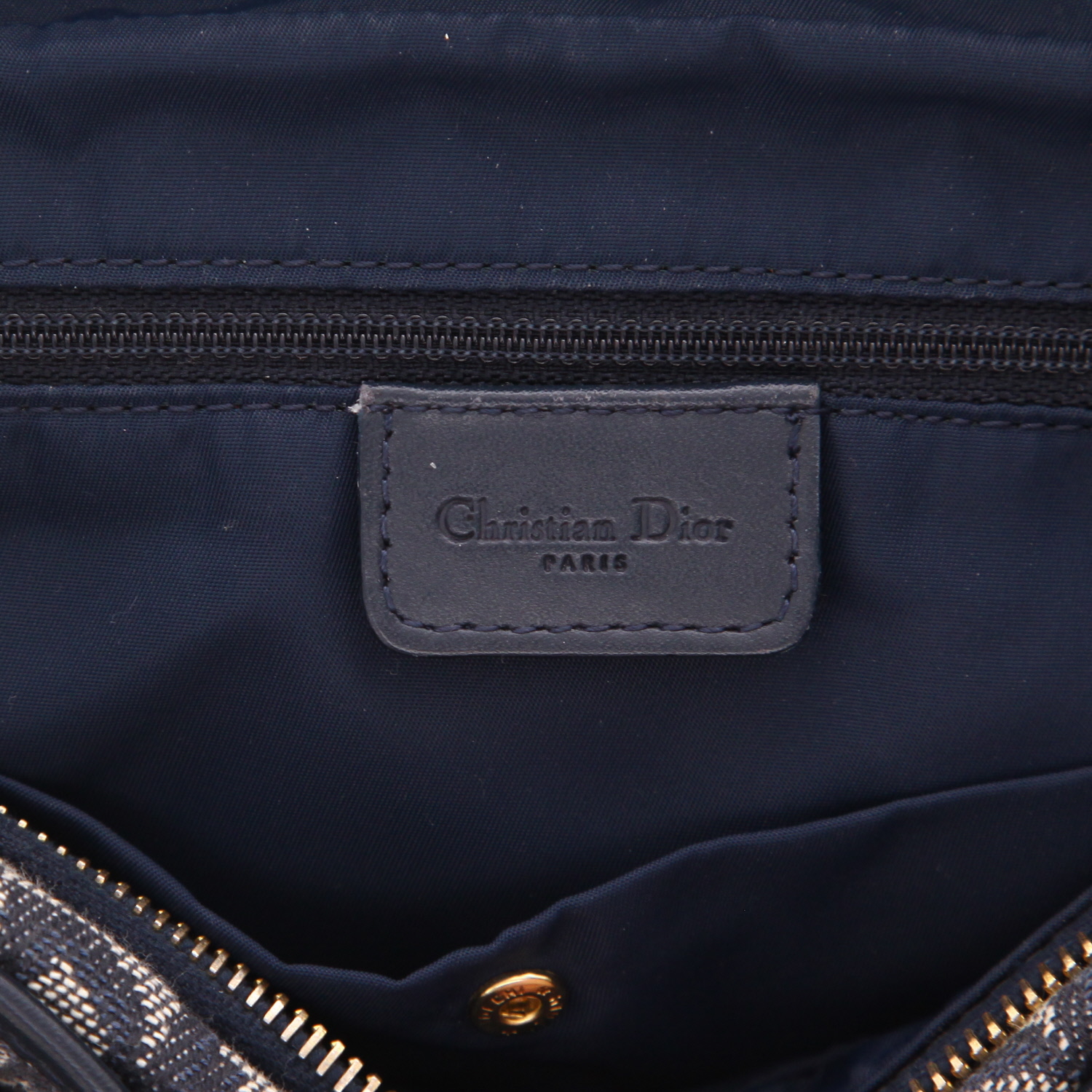 Borsa Dior   in tessuto a monogramma Oblique blu marino e pelle blu marino - Detail D2