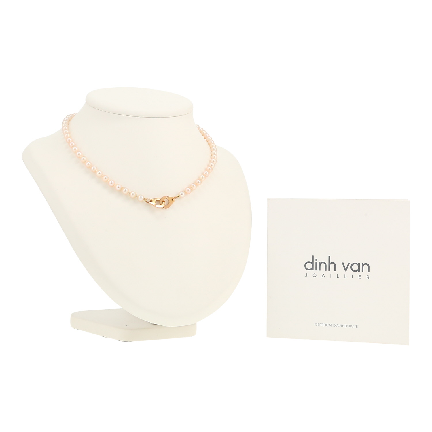 Dinh Van Menottes R10 necklace in pink gold and cultured pearls - Detail D2