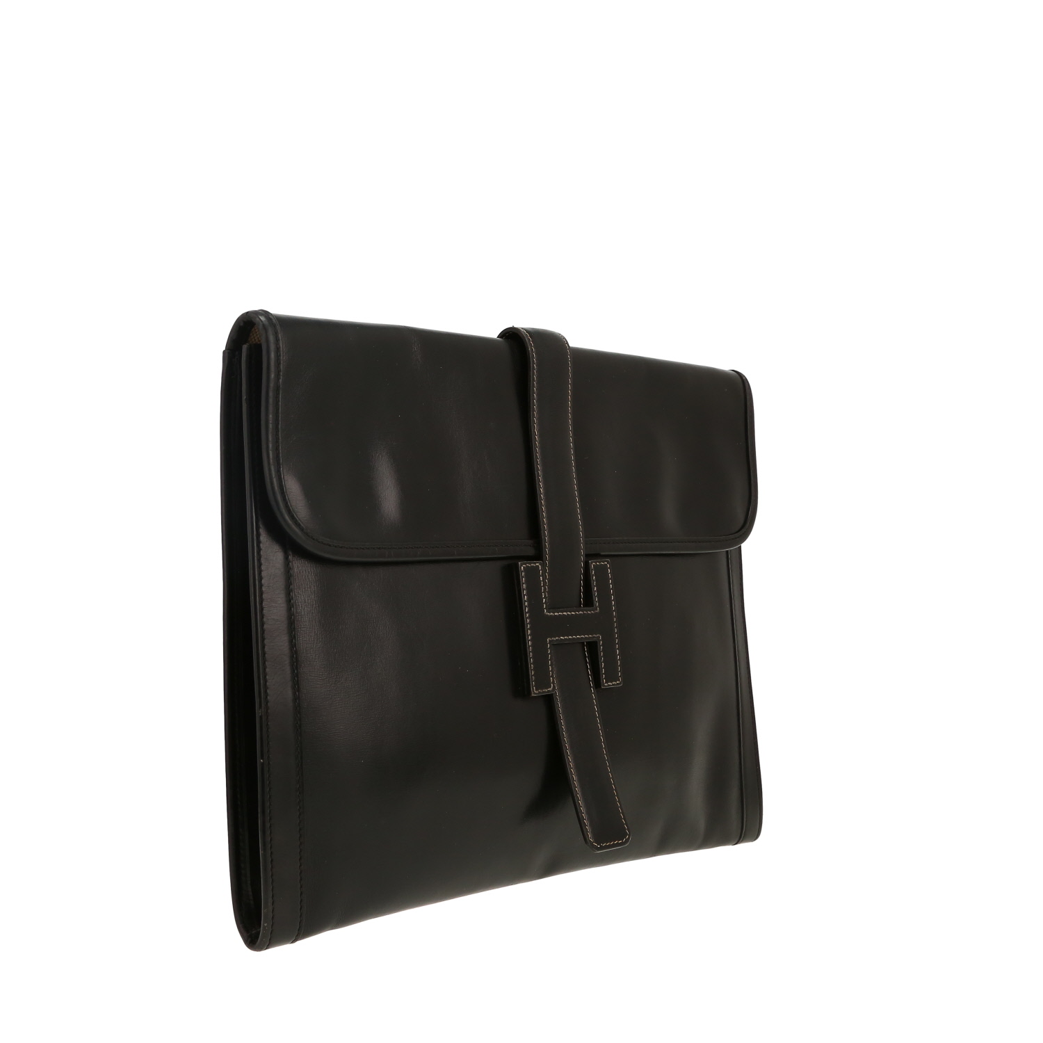 Pochette Hermès  Jige en cuir box noir - Detail D4