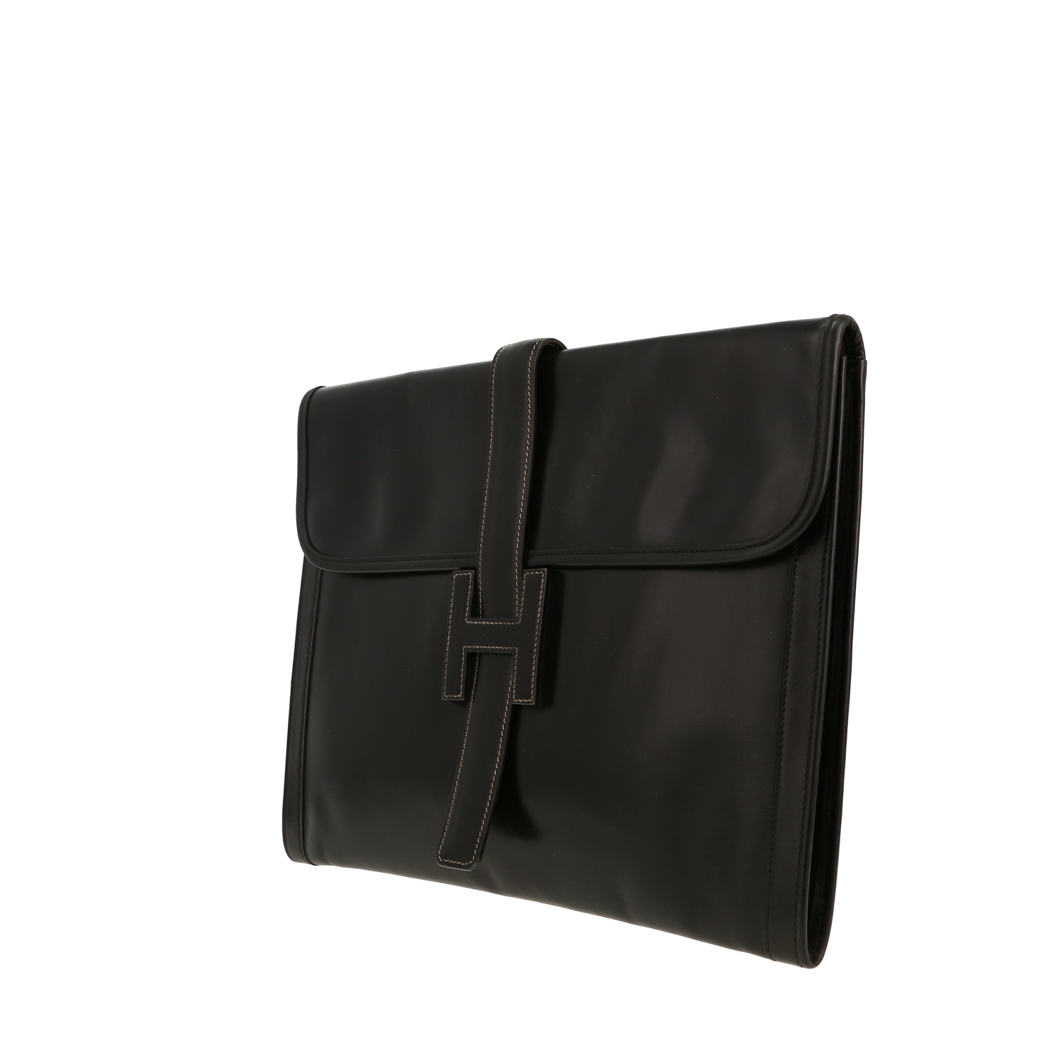 Hermès  Jige pouch  in black box leather - Detail D8