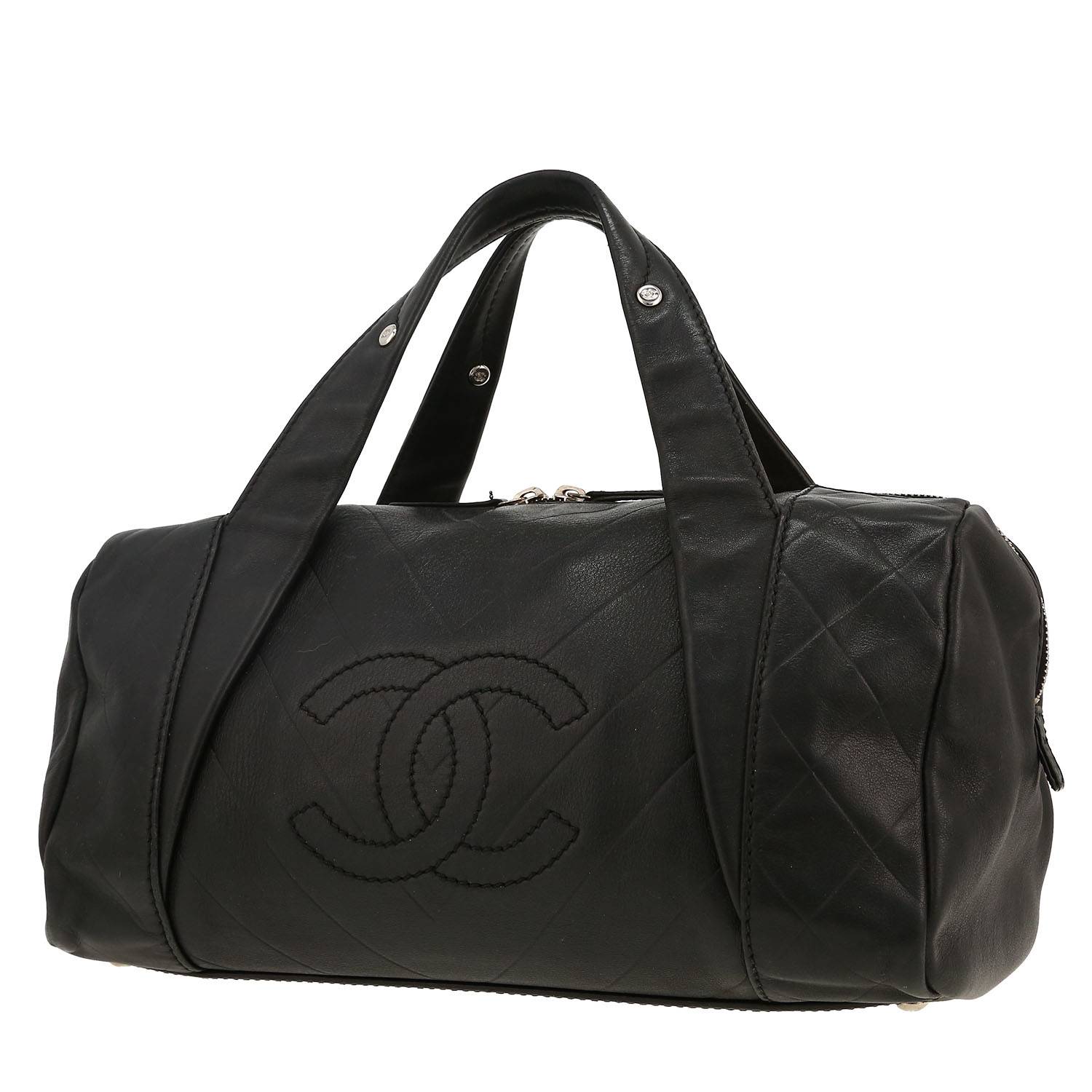 Borsa Chanel  Bowling in pelle trapuntata e pelle liscia nera