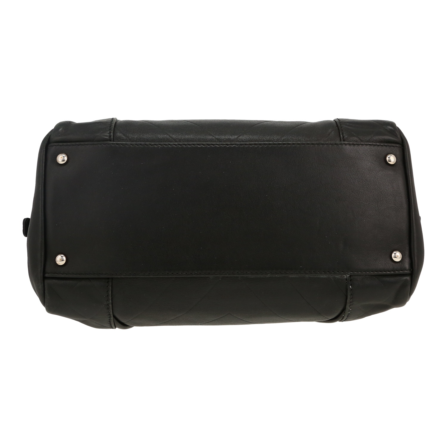 Bolso de mano Chanel  Bowling en cuero acolchado y cuero liso negro - Detail D1