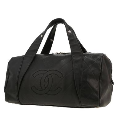 Bolso de mano Chanel  Bowling en cuero acolchado y cuero liso negro