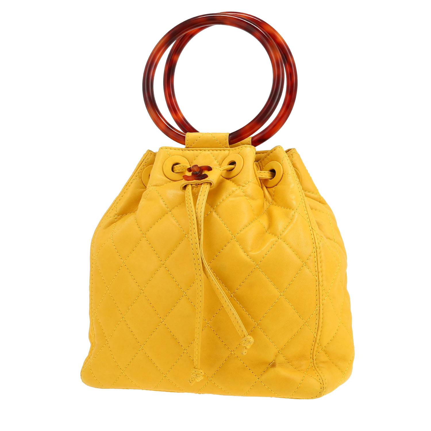 Borsa Chanel  Vintage in pelle trapuntata gialla