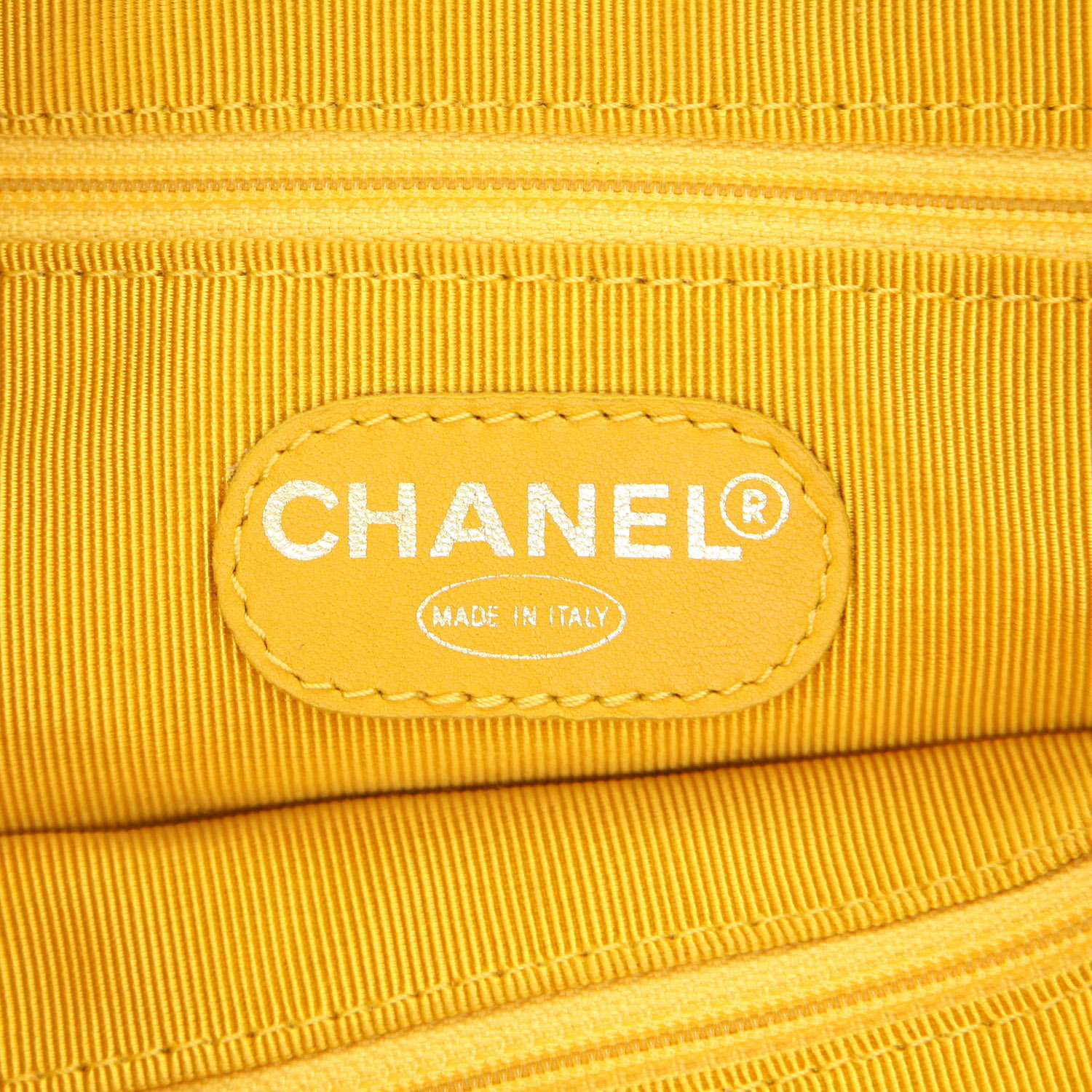 Borsa Chanel  Vintage in pelle trapuntata gialla - Detail D2