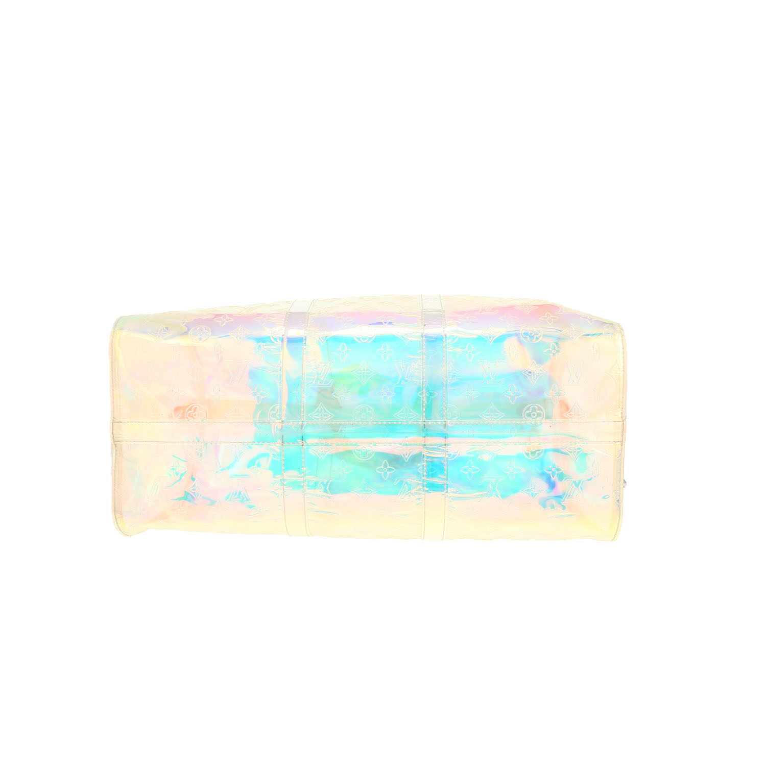 Sac de voyage Louis Vuitton  Keepall 50 en vinyle dégradé transparent et cuir naturel - Detail D1