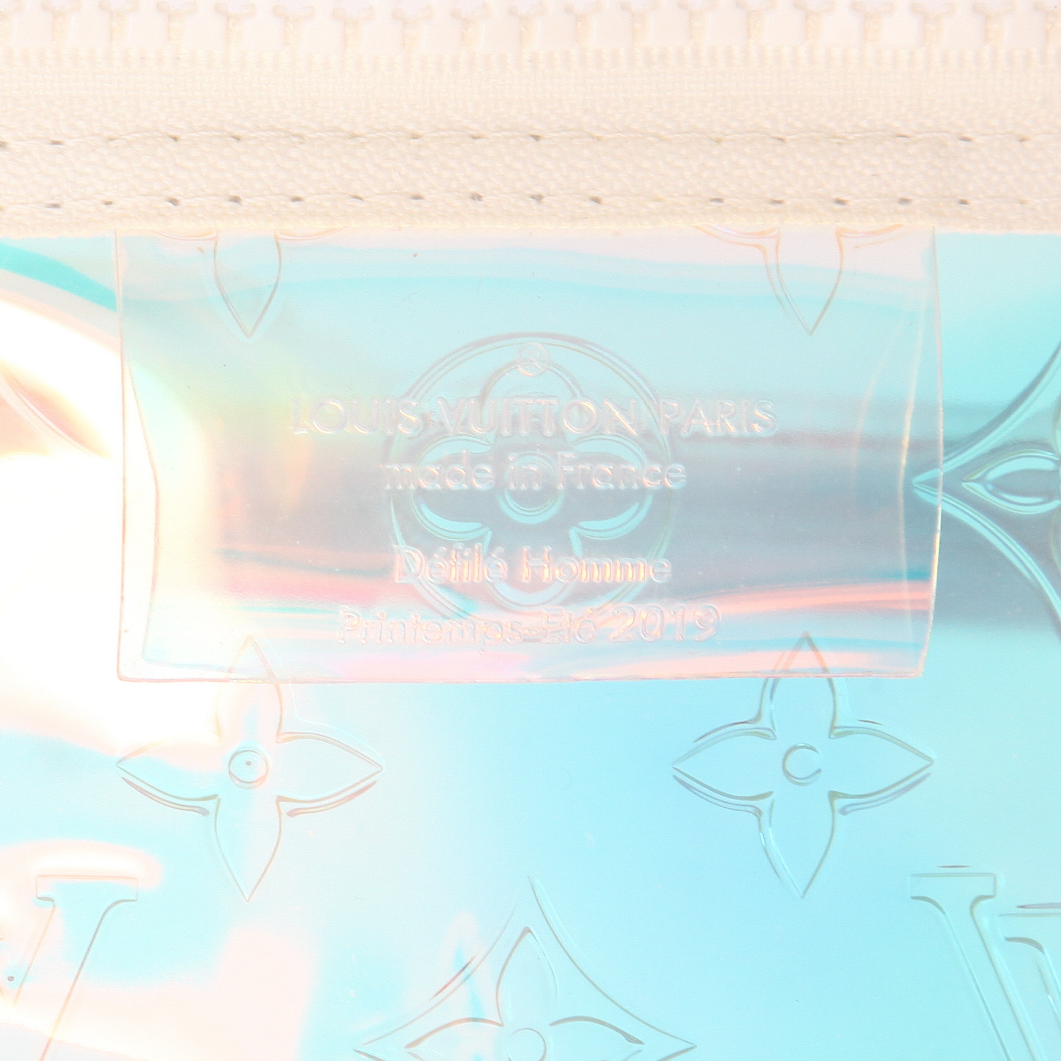 Louis Vuitton  Keepall 50 travel bag  in transparent shading  vinyl  and natural leather - Detail D2