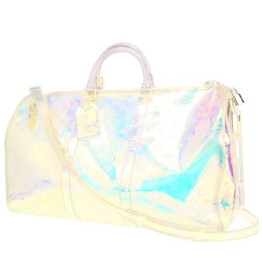 Sac de voyage Louis Vuitton  Keepall 50 en vinyle dégradé transparent et cuir naturel