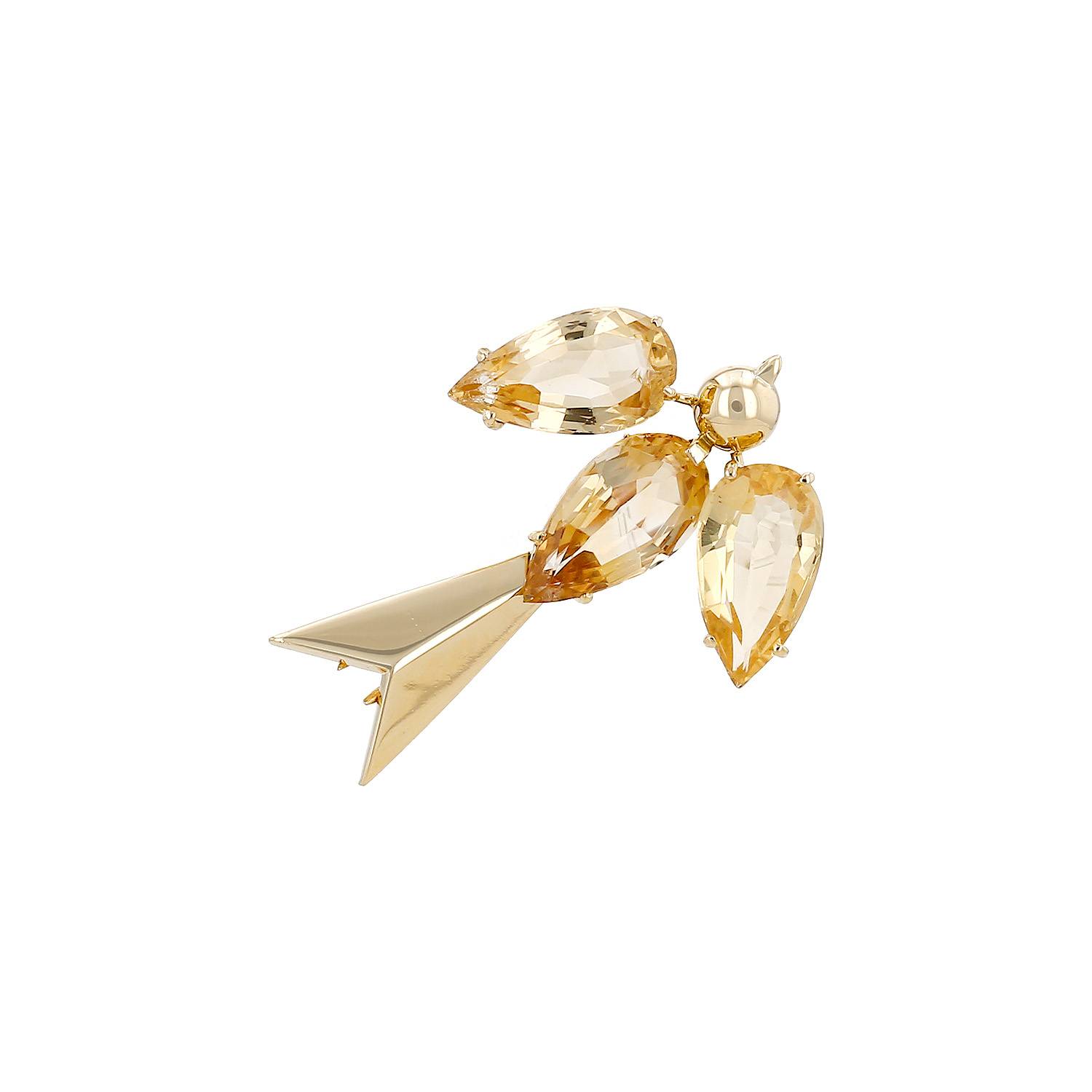 Broche années 1940 Vintage  en or jaune et citrines - 00pp