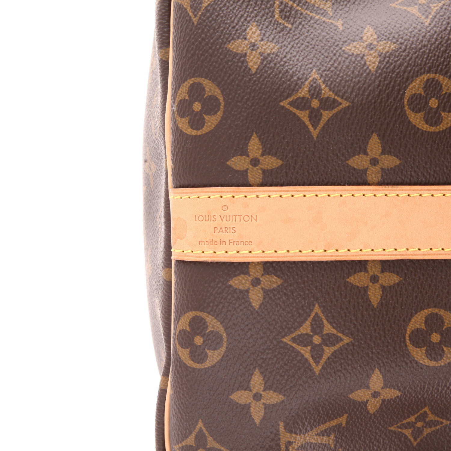 Sac de voyage Louis Vuitton  Keepall 50 en toile monogram marron et cuir naturel - Detail D2