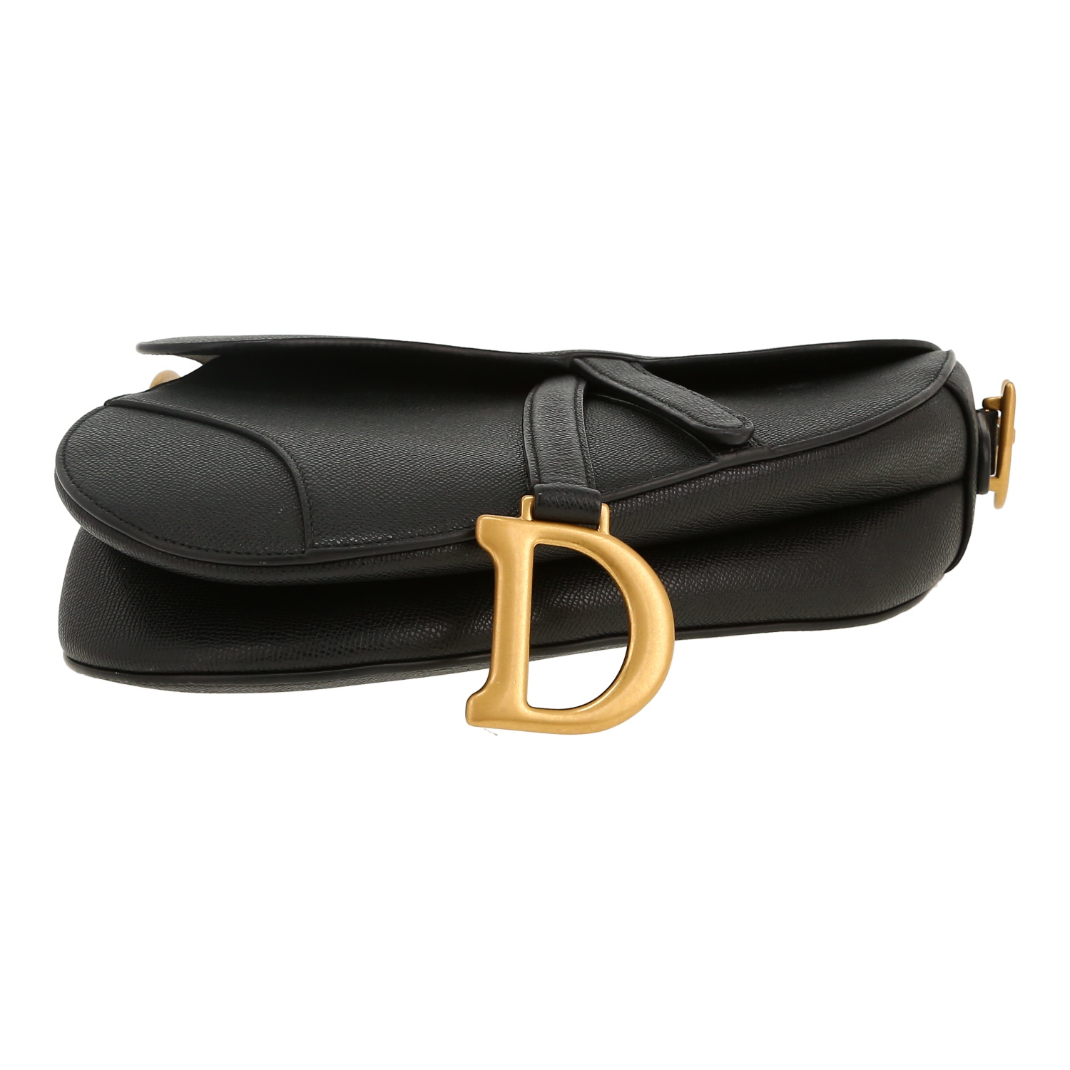 Dior Saddle handbag in black grained leather - Detail D1