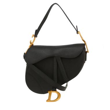 Borsa Dior Saddle in pelle martellata nera