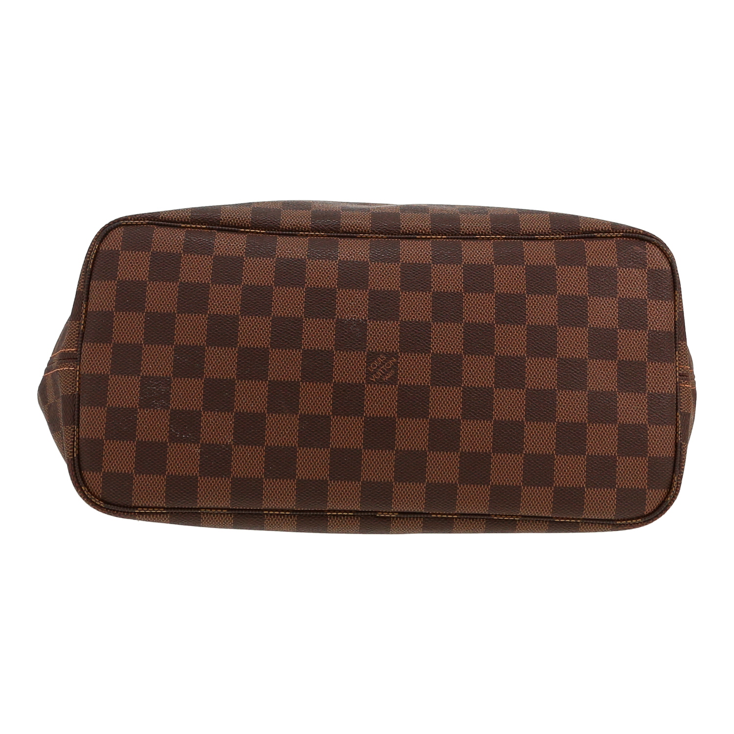 Sac cabas Louis Vuitton  Neverfull en toile damier ébène et cuir marron - Detail D1