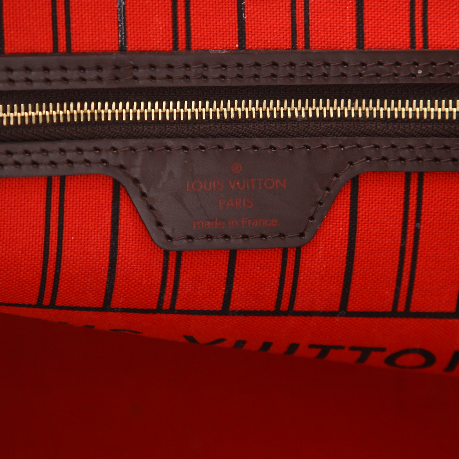 Sac cabas Louis Vuitton  Neverfull en toile damier ébène et cuir marron - Detail D2