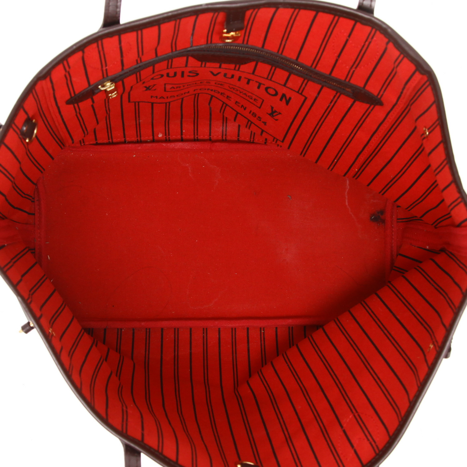 Sac cabas Louis Vuitton  Neverfull en toile damier ébène et cuir marron - Detail D3