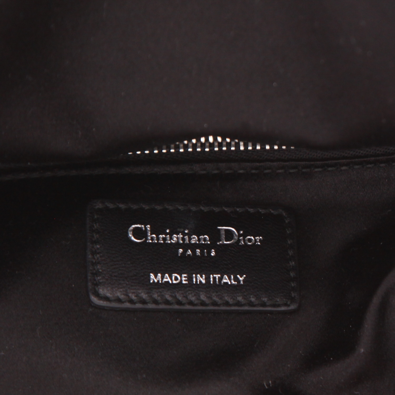 Dior  Lady Dior mini  handbag  in black satin - Detail D2