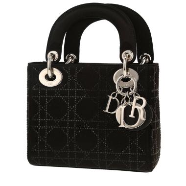 Bolso de mano Dior  Lady Dior mini  en satén negro