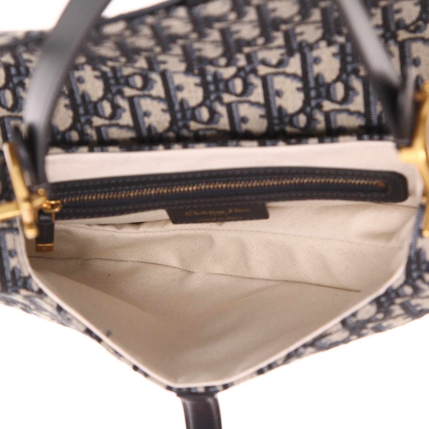 Borsa Dior  Saddle in tessuto a monogramma Oblique blu e pelle blu marino - Detail D3