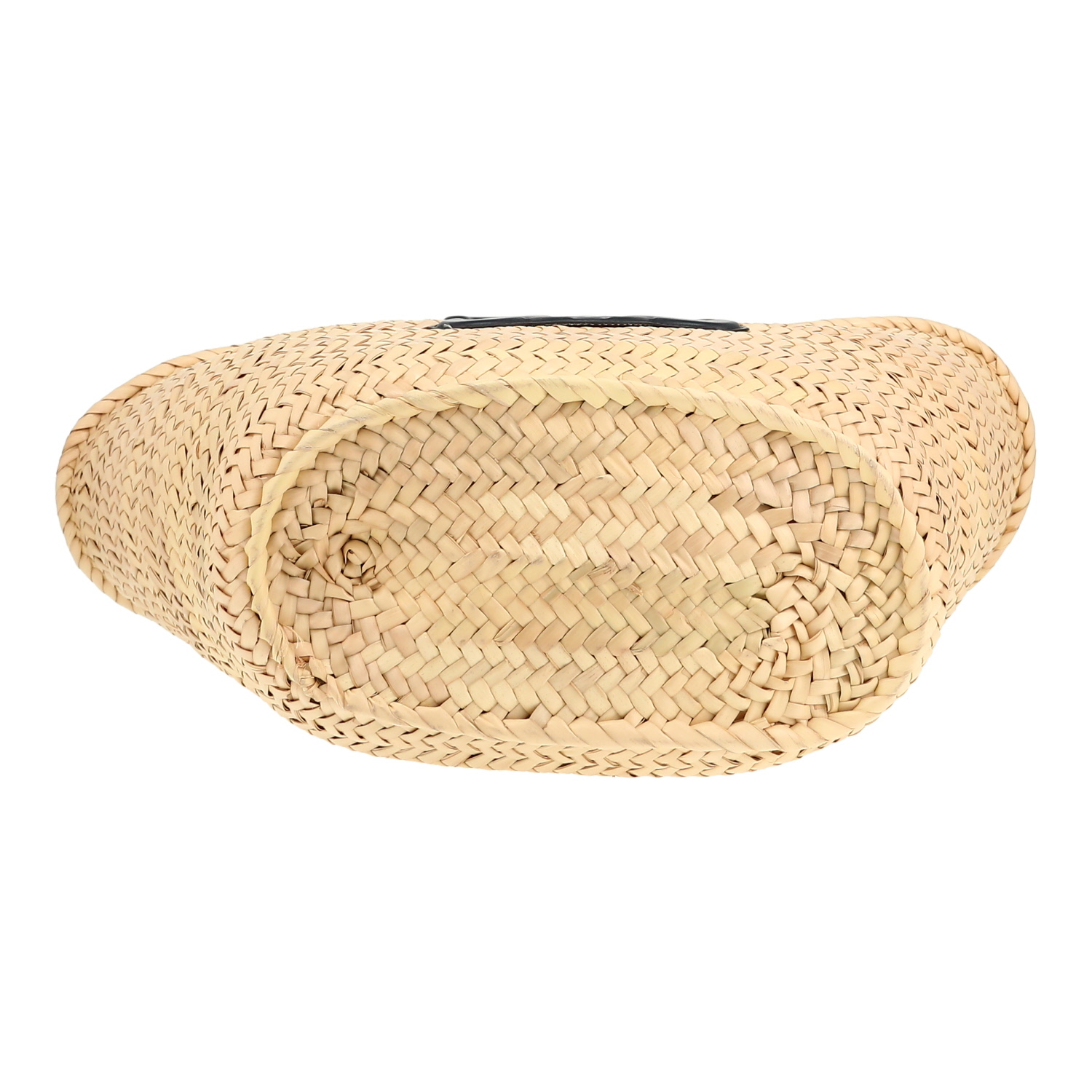 Celine   shopping bag  in beige wicker  and navy blue leather - Detail D1