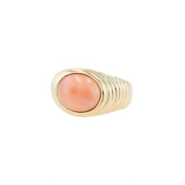 Anello  Vintage  in oro giallo 14k e corallo