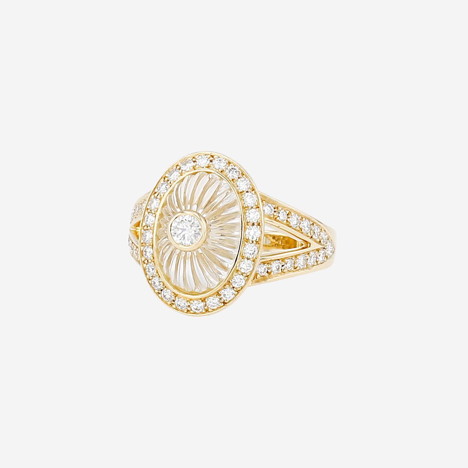 Bague Boucheron  en or jaune, cristal de roche et diamants