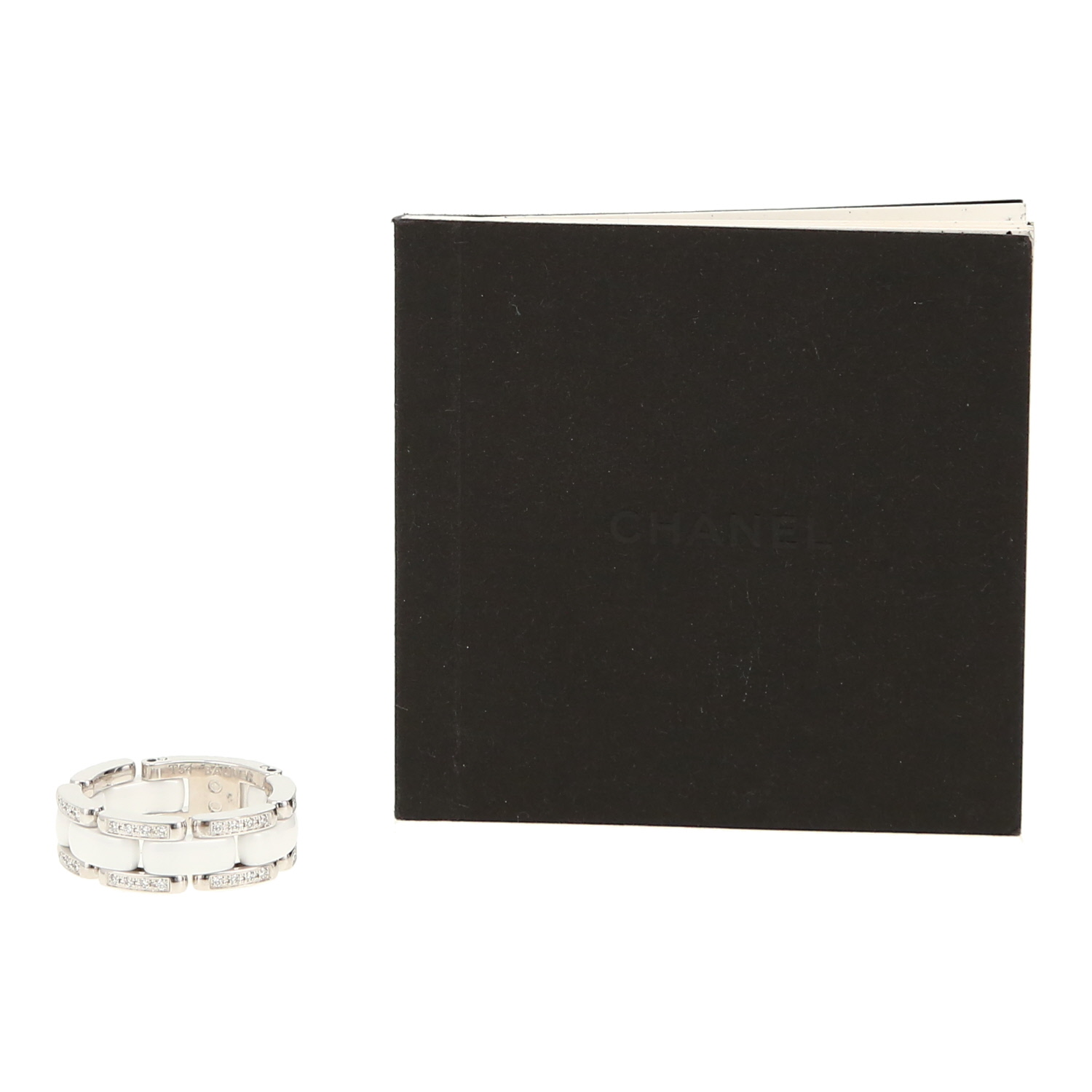 Anello flessibile Chanel Ultra modello in oro bianco, ceramica bianco e diamanti - Detail D2