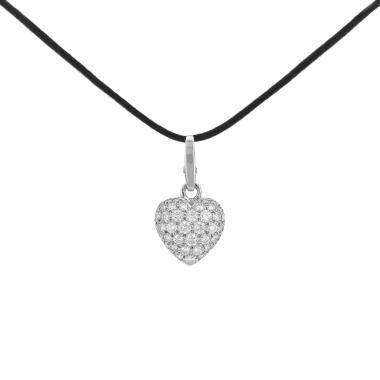 Pendentif Cartier Coeur et Symbole grand modèle en or blanc et diamants