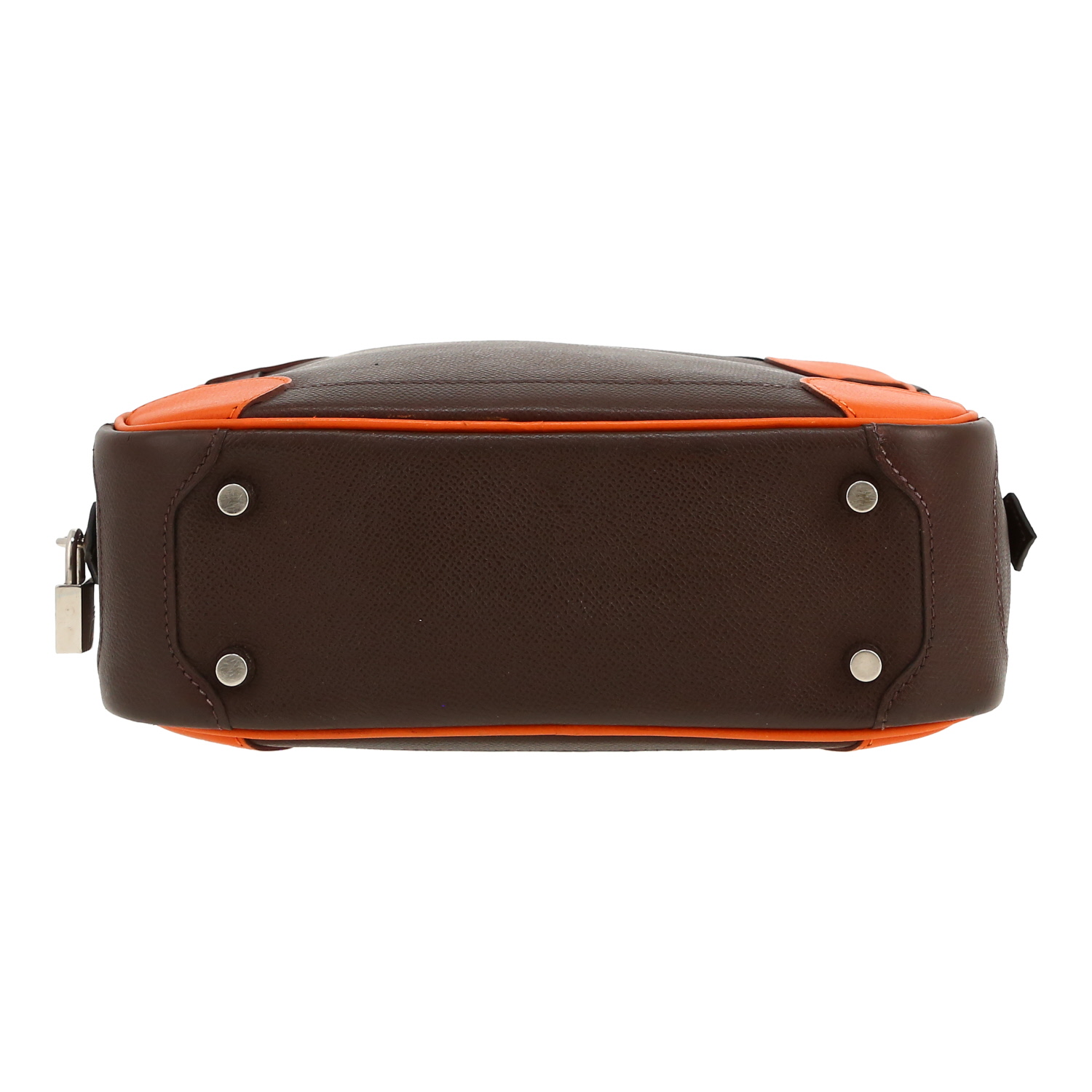 Sac à main Hermès  Omnibus en cuir Courchevel marron et orange - Detail D1