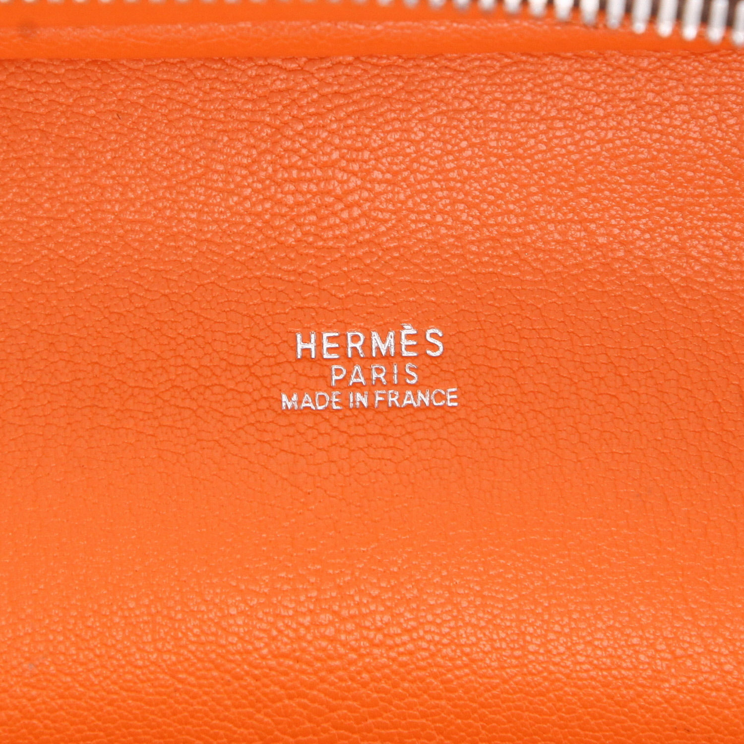 Hermès  Omnibus handbag  in brown and orange Courchevel leather - Detail D2