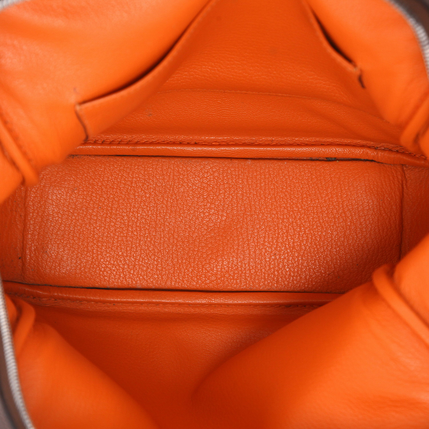 Hermès  Omnibus handbag  in brown and orange Courchevel leather - Detail D3