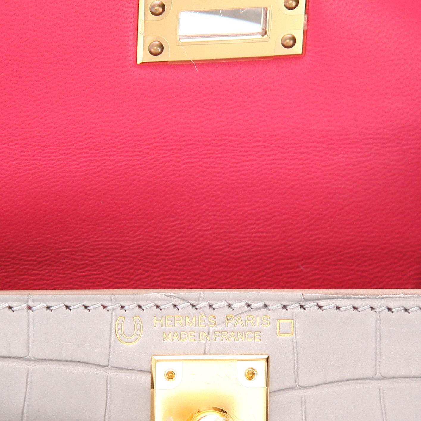 Bolso bandolera Hermès  Kelly 20 cm en aligátor Gris Perle - Detail D2