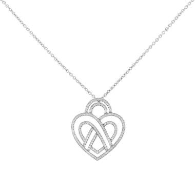 Collier Poiray Coeur Entrelacé grand modèle en or blanc et diamants