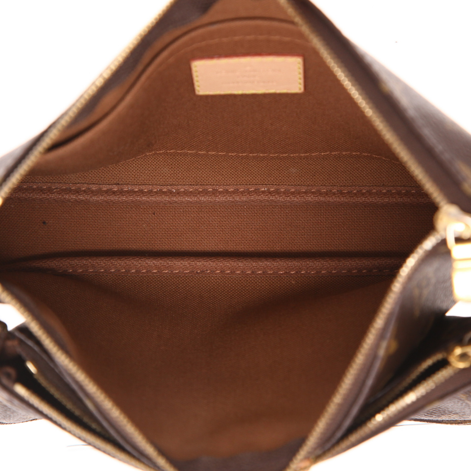 Sac bandoulière Louis Vuitton  Multi-Pochette en toile monogram marron et cuir naturel - Detail D3