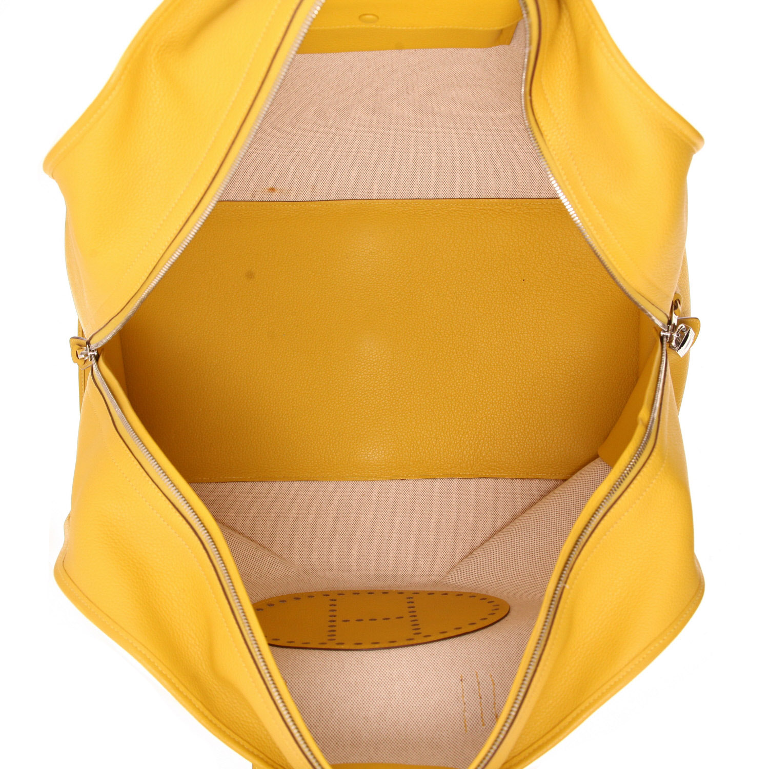 Hermès  Victoria - Travel Bag travel bag  "H" canvas  and yellow leather - Detail D3