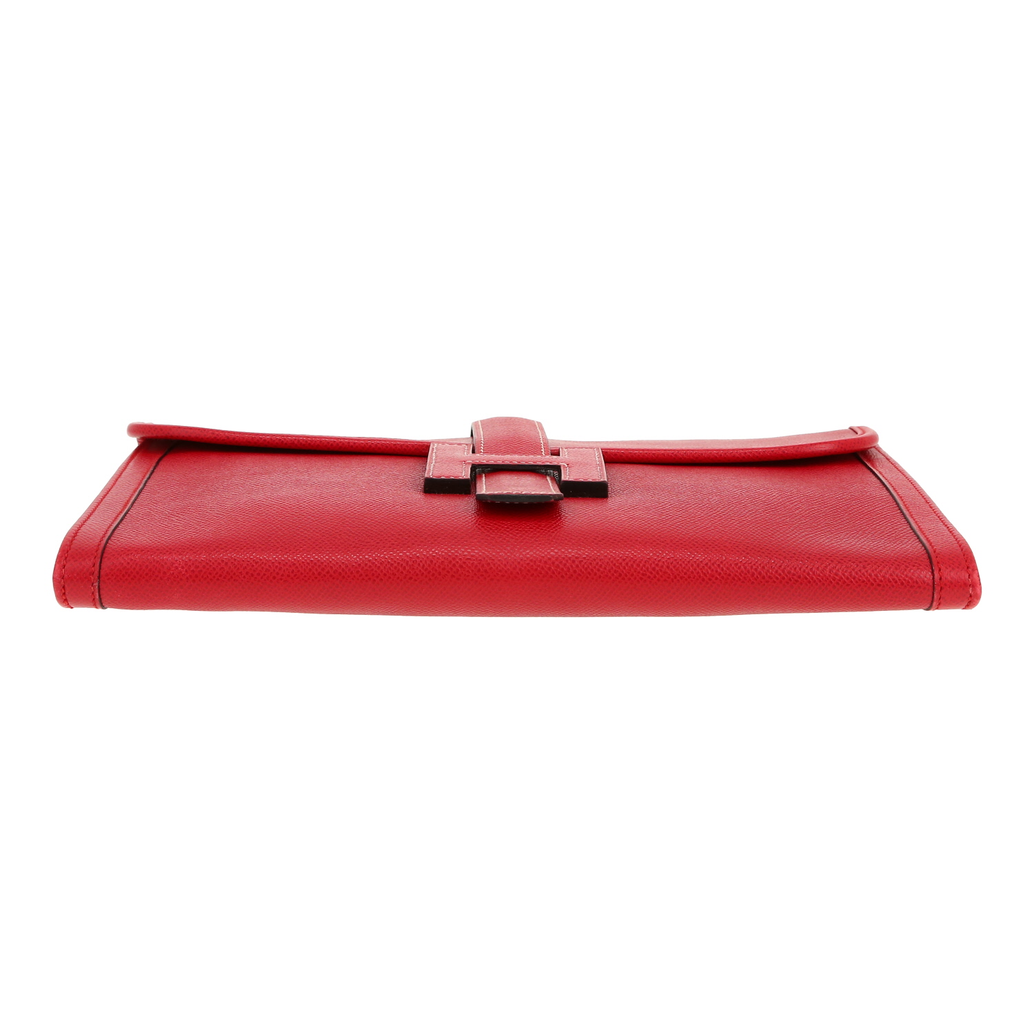 Pochette Hermès  Jige en cuir Courchevel rouge - Detail D1