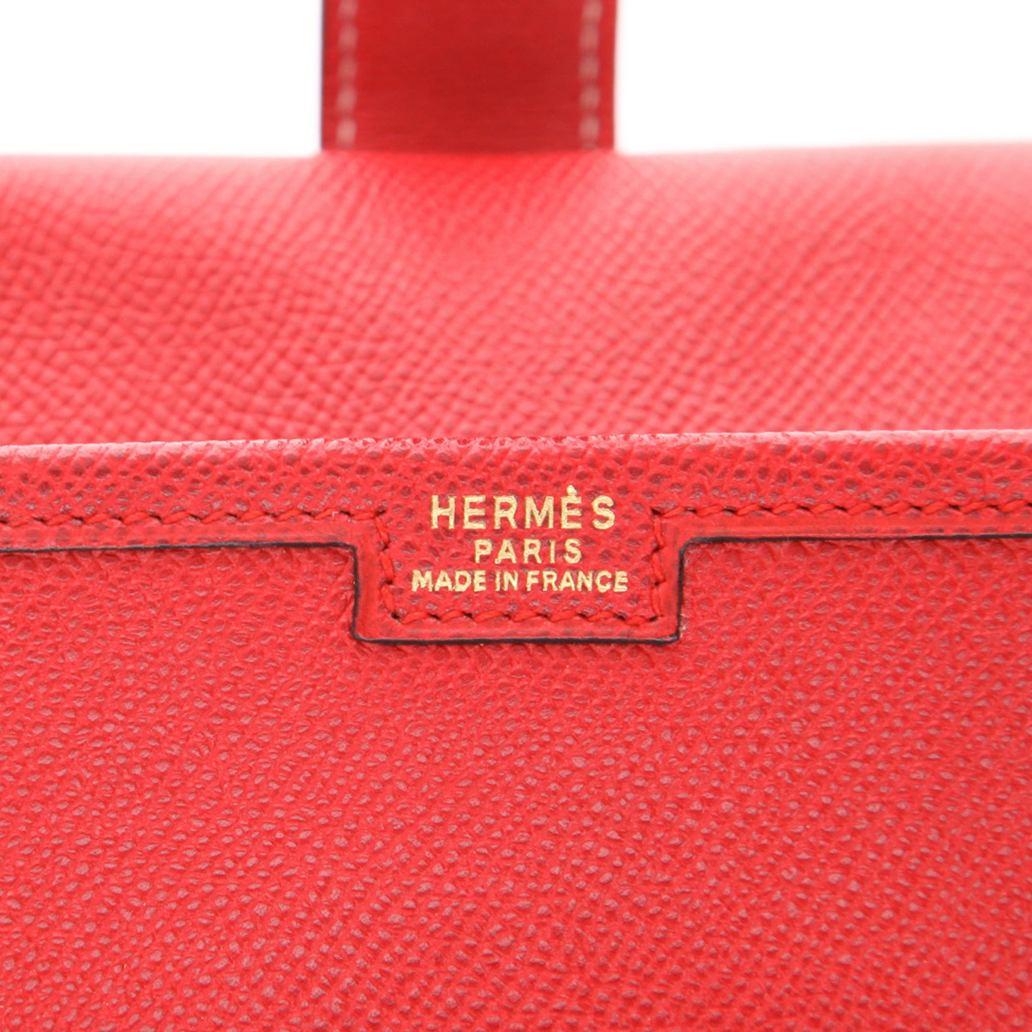 Pochette Hermès  Jige en cuir Courchevel rouge - Detail D2
