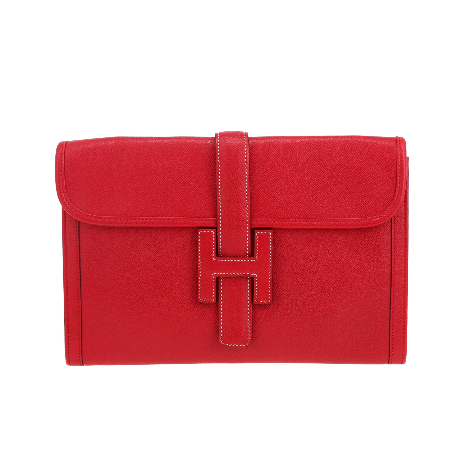 Hermès  Jige pouch  in red Courchevel leather - Detail D4