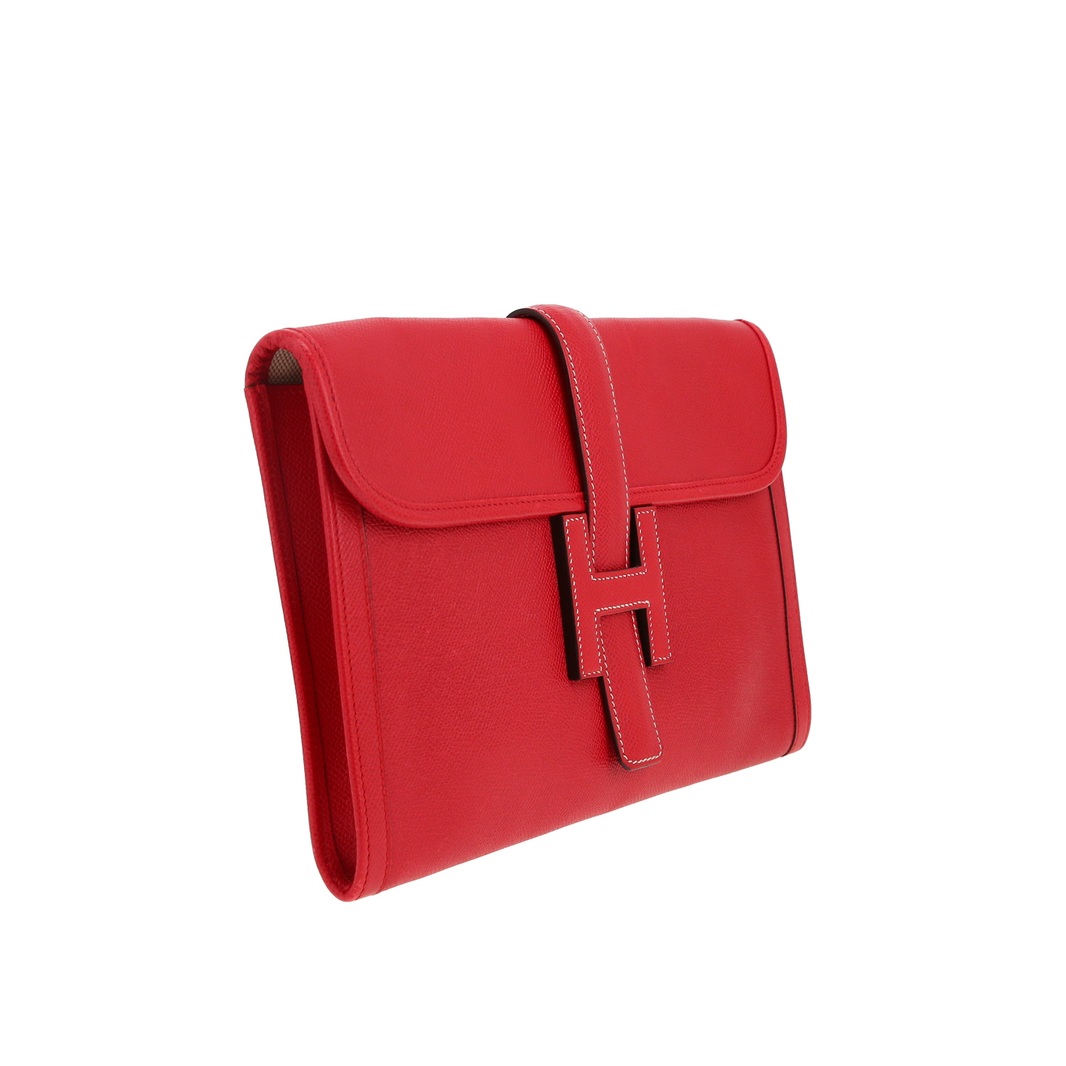 Pochette Hermès  Jige in pelle Courchevel rossa - Detail D5